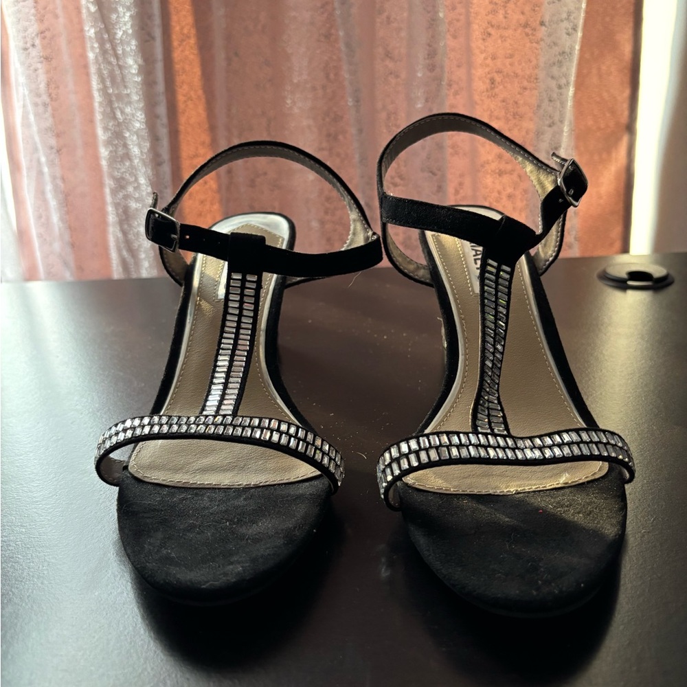 Rialto Black and Silver Strappy Heels